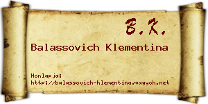Balassovich Klementina névjegykártya